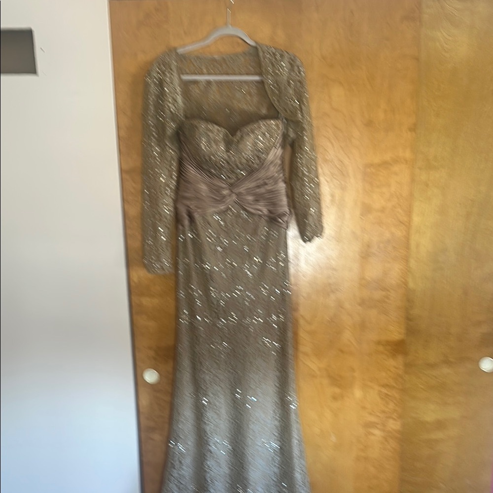Shimmering Sequin Evening Dress with Sash